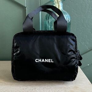 ⭐️last chance 🌟 removing item soon 💫CHANEL Black Makeup bag (Free Dior lip Glow)